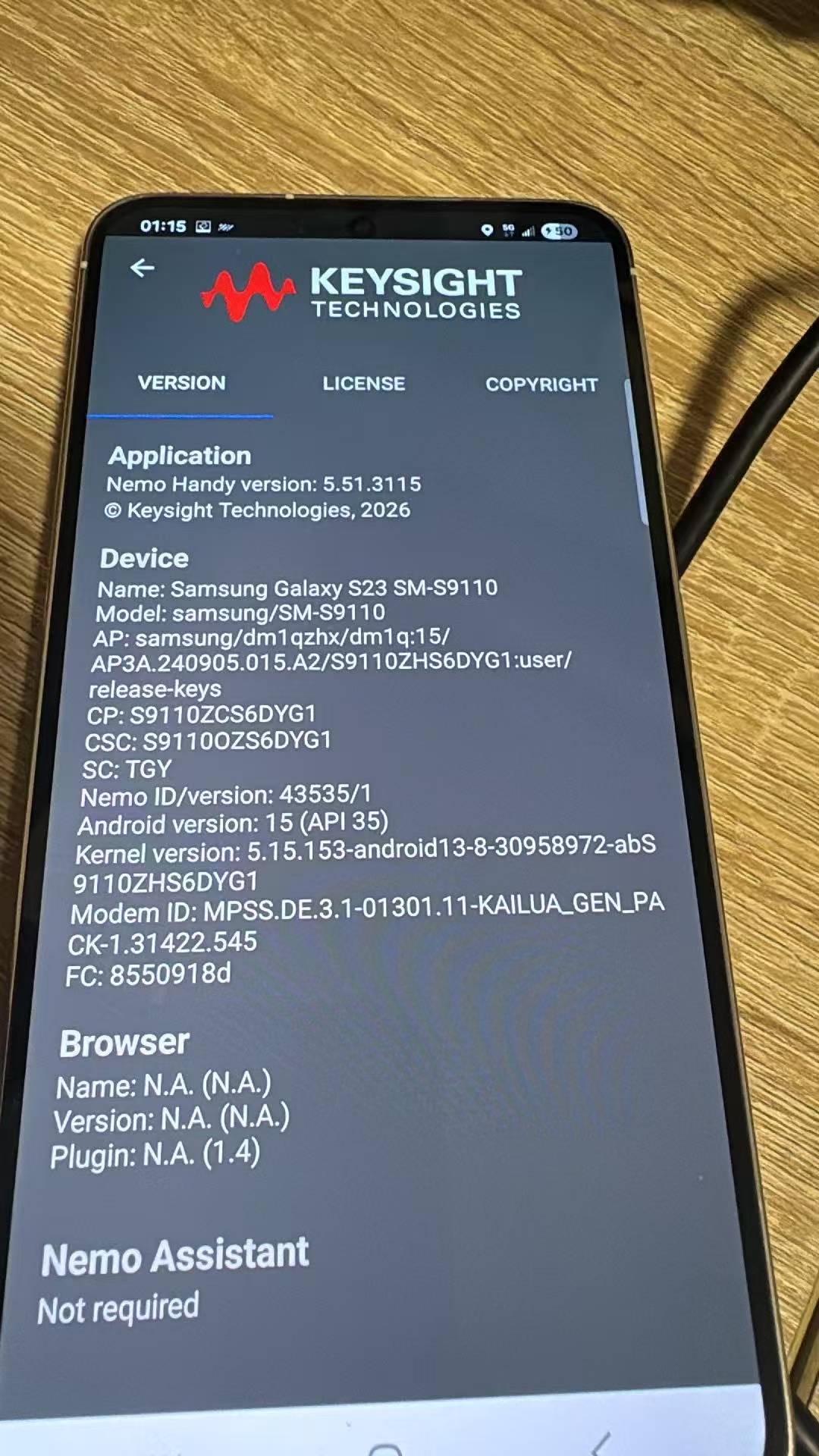Nemo Handy 5.51.3115 running on a Samsung Galaxy S23 SM-S9110